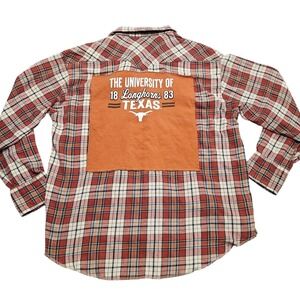 Texas Longhorns Plaid‎ Shirt XXL Pearl Snaps Orange Brown Patchwork NCAA Austin